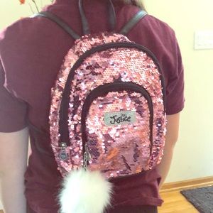 Justice pink sequins mini backpack